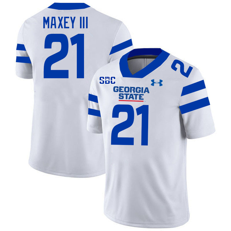 Georgia State Panthers #21 Derrick Maxey III College Football Jerseys Stitched-White